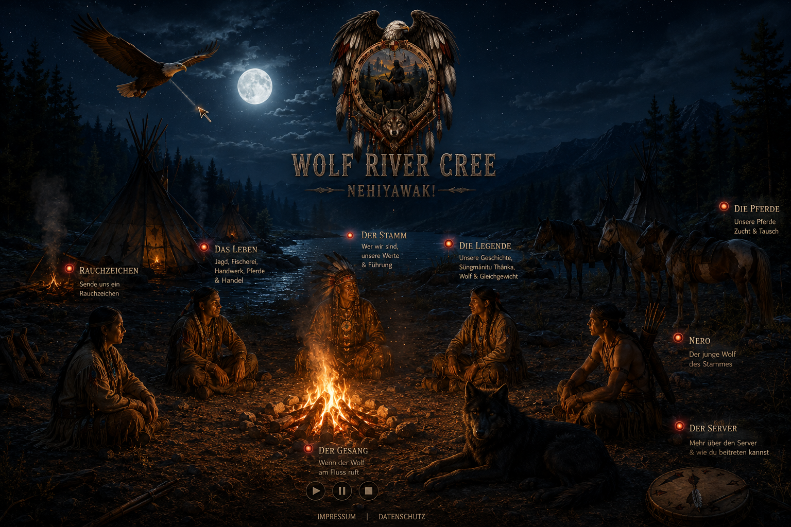 Wolf River Cree Lager bei Vollmond